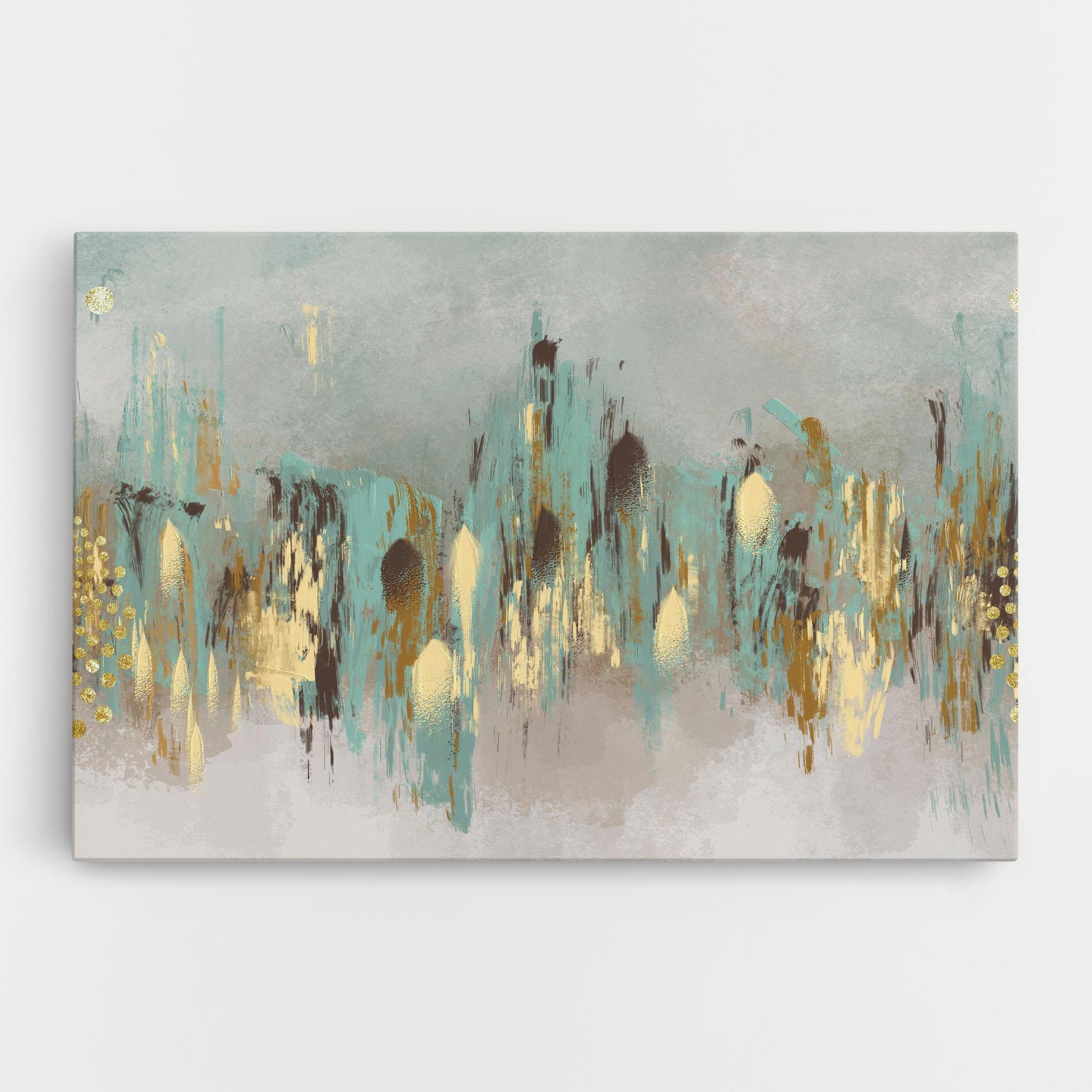 Tablou Decorativ: Prynt: Canvas Arta Abstracta Modern Auriu Spiral Points - Decor Perete